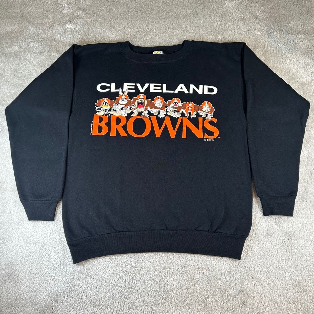 Vintage Competitor Cleveland Browns Sweatshirt Black 1993 Looney Tunes Men's L